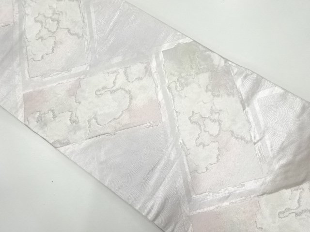 JAPANESE KIMONO / ANTIQUE FUKURO OBI / SILK / WOVEN FAN WITH CLOUD